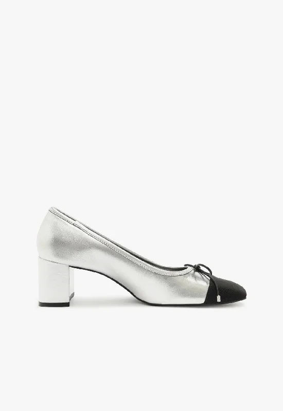 Arissa Block Metallic Leather Pump