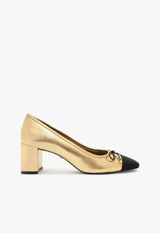 Arissa Block Metallic Leather Pump