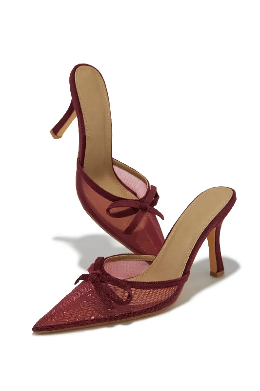 Carrie Mule Heel Pumps - Cherry