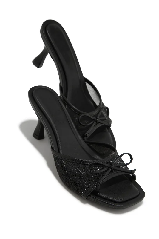 Eliza Mid Heel Mules - Black