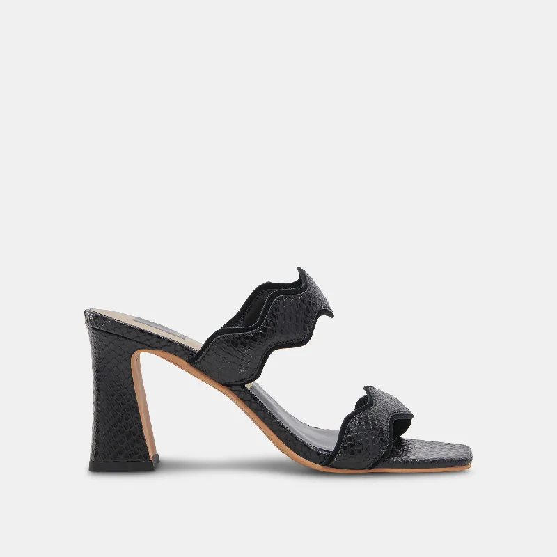 ILVA WIDE HEELS ONYX EMBOSSED LEATHER