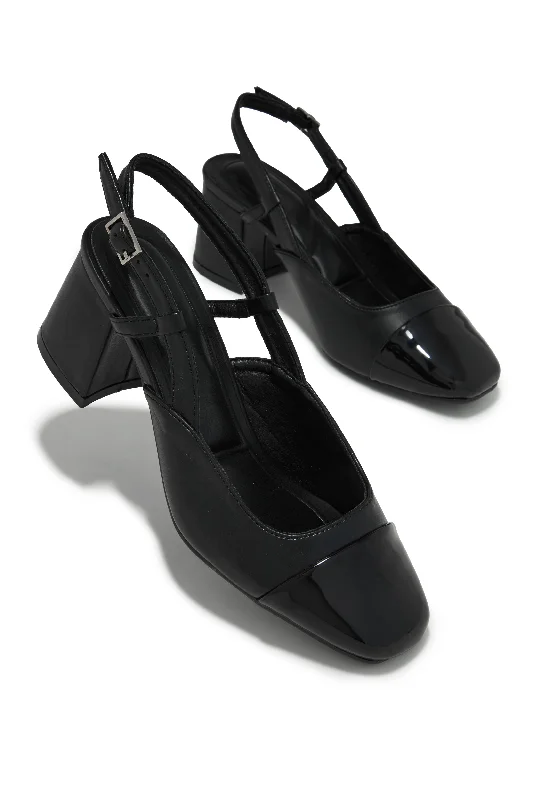 Irene Slingback Block Mid Heels - Black