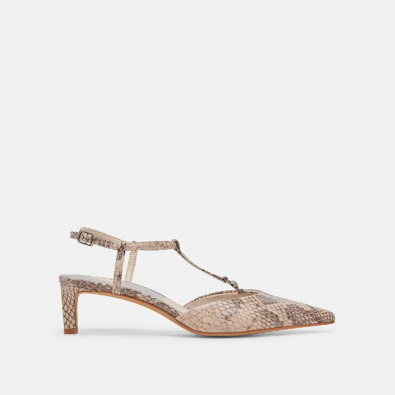 LAVON HEELS SAND SNAKE EMBOSSED