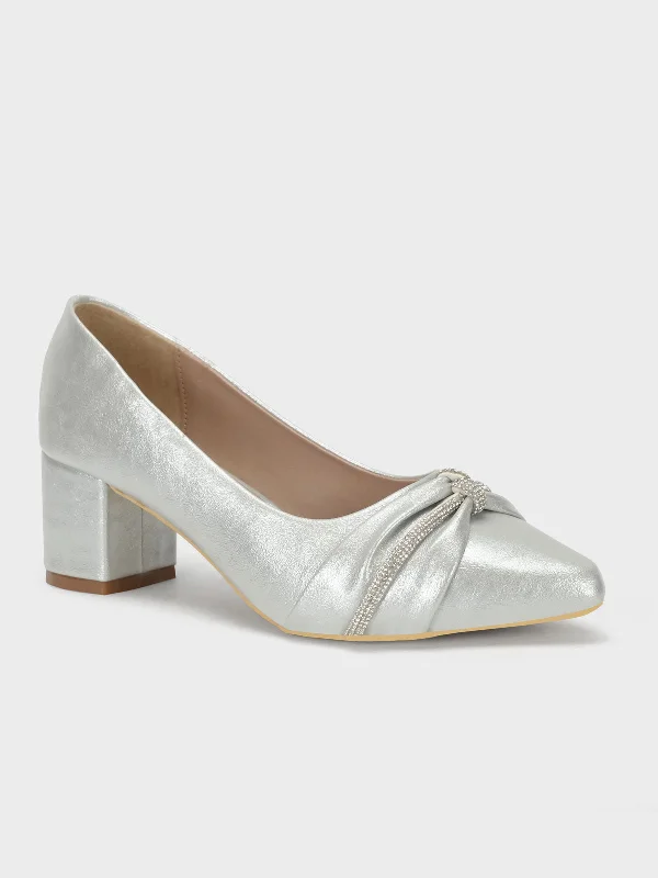 Women "DIADEM" Shimmery Block Heel Courts