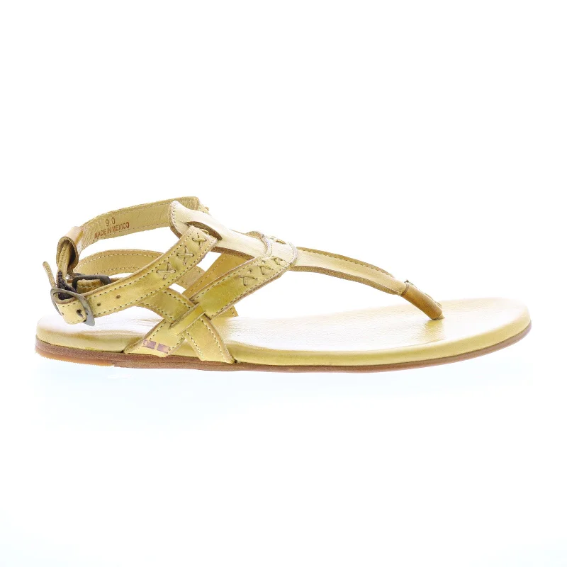 Bed Stu Moon F373152 Womens Yellow Leather Hook & Loop Strap Sandals Shoes