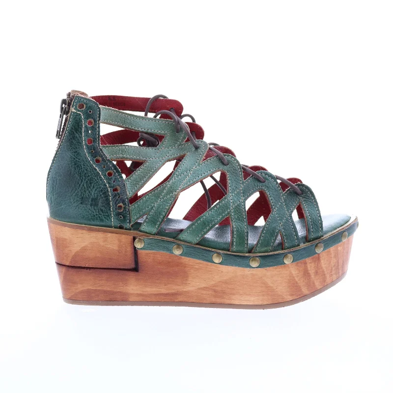 Bed Stu Shirin F399046 Womens Green Leather Zipper Platforms Sandals Shoes