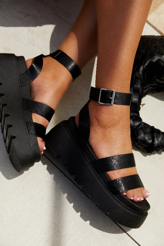 Emilya Chunky Platform Sandals - Black