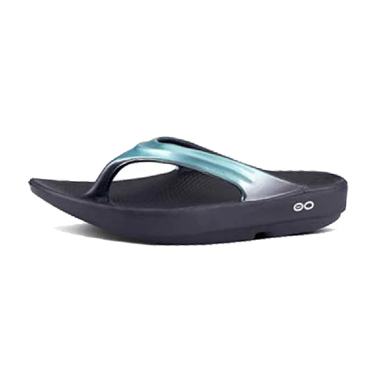 Oofos Women's Oolala Thong Sandals - Metallic Mint